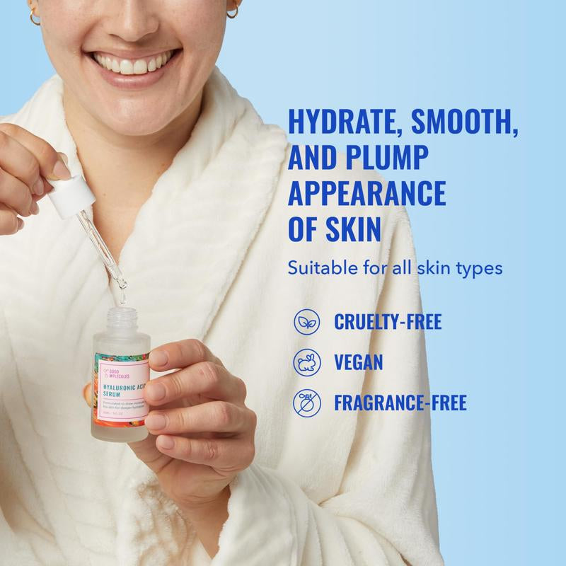 Transform Your Skin with Good Molecules Hyaluronic Acid Serum - Hydrating, Non-Greasy Formula for Youthful, Plump Skin - 1% HA for Anti-Aging Daily Care
