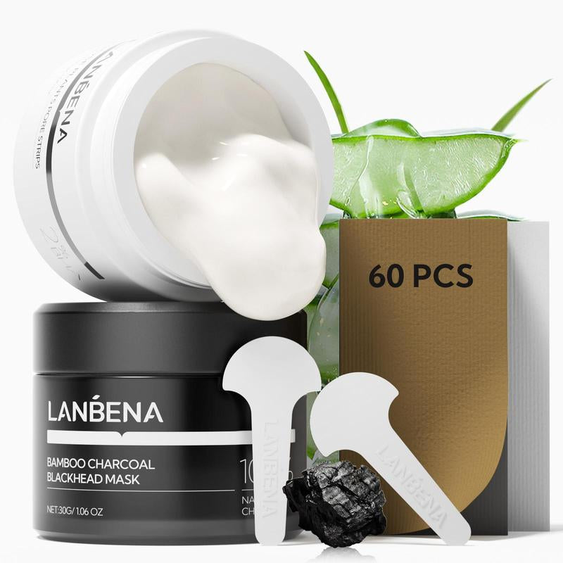 LANBENA 2% BHA Nose Plants Pore Strips & Bamboo Charcoal Blackhead Mask Set Deep Cleansing with Amazonian White Clay & Aloe Vera 30G for Pore Health - Moisturize